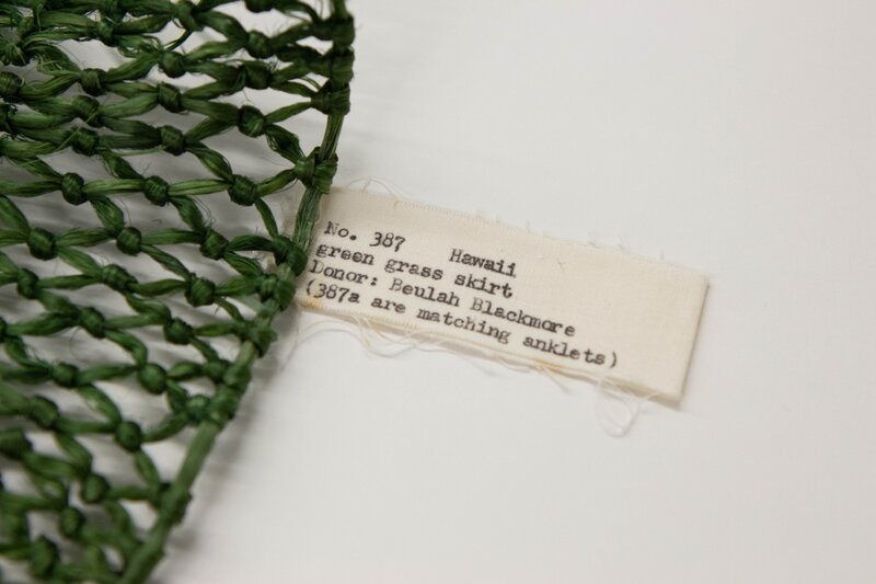 Label of Green-Dyed Grass Skirt and Anklets