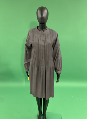 Dress, grey wool, with tucks