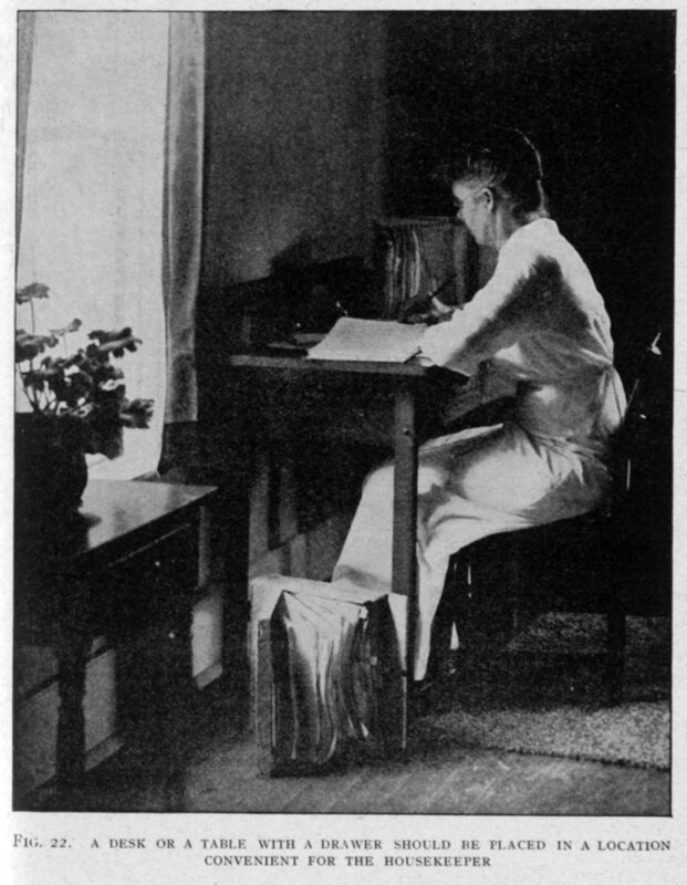 A “farmer’s wife” at home at her desk 