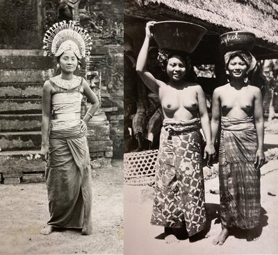 Postcards of a Balinese performer and two Balinese women purchased by Blackmore in 1936