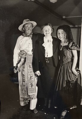 Jean Petit, Beulah Blackmore, and Carmen Sorbello backstage at "Costumes of Many Lands" in 1938