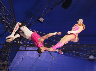 Izzy Patrowicz and Tad Payne-Tobin in Pink Costumes