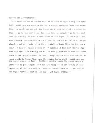 Uris note from  5-29 6-6 Page 10 (transcribed from the instructions displayed next to the typewriter)