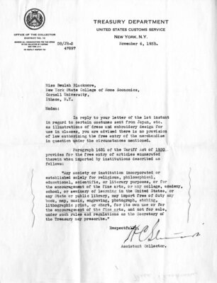 Correspondence between Beulah Blackmore and the Secretary of the U.S. Treasury 