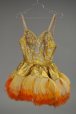 Gold feathered "Spec" dress