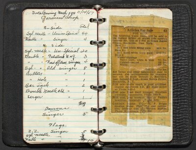 Notebooks on textile manufacturing at Green Haven Prison, Stormville, New York