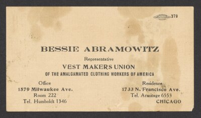 Two membership books and a business card for Bessie Abramowitz Hillman