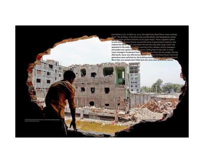 “A man looks out over the site of the 2013 Rana Plaza collapse,” in Whoever Raises their Head Suffers the Most: Workers' Rights in Bangladesh's Garment Factories