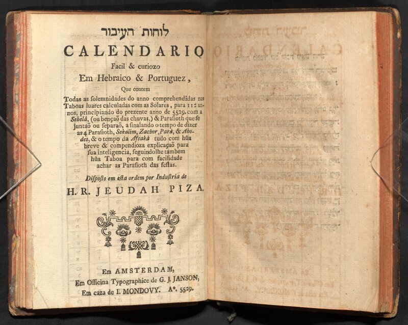 Calendario facil & curiozo em Hebraico & Portuguez…. לוחות העיבור, Amsterdam: Officina typographice de G.J. Janson