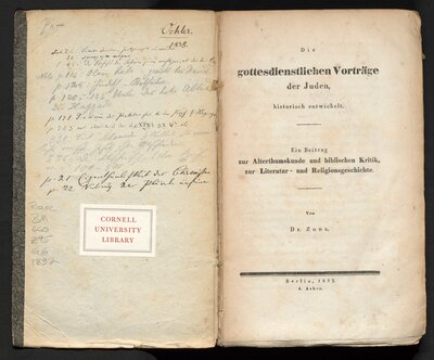 Die Gottesdienstlichen Vorträge der Juden: Historisch Entwickelt. Berlin: A. Asher