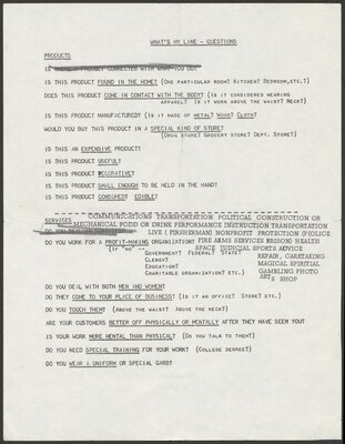 Dr. Brothers' script for "What's My Line?", where panelists have to guess who the mystery celebrity guest is through a series of questions. Circa 1965-1970.