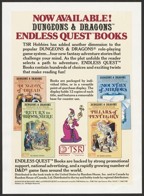 Endless Quest Books publicity, TSR Dungeons and Dragons. Circa 1982-1984.