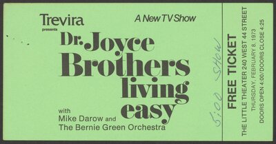 Living Easy with Dr. Joyce Brothers show tickets, 1973.