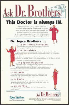 King Features. Ask Dr. Brothers publicity poster, 1998.