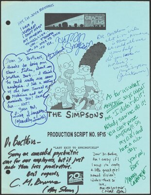 The Simpsons signed script, 1993.