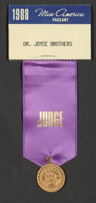 Dr. Brothers' Miss America Pageant judge's ribbon. 1988.