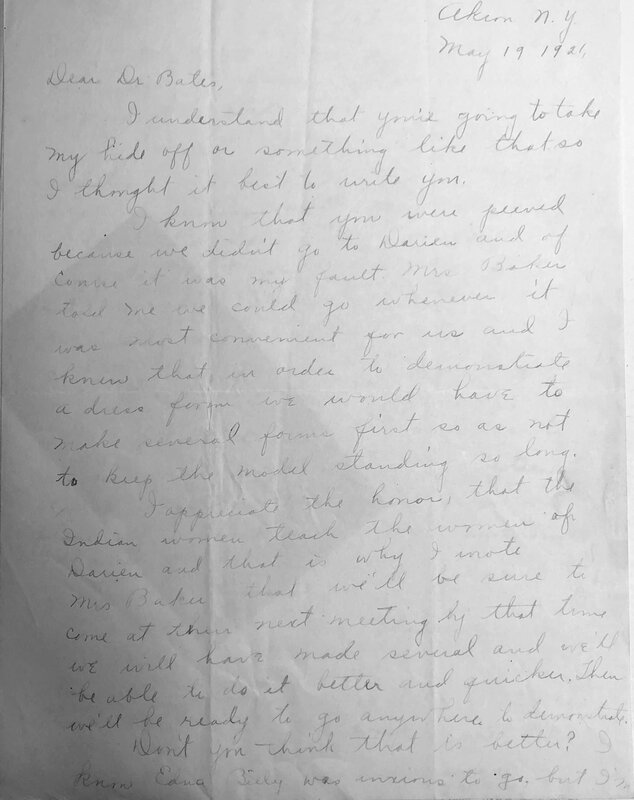 Letter from Inez Blackchief to Dr. Erl Bates, May 19, 1921