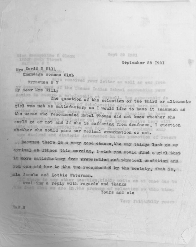 Letter from Dr. Erl Bates to Mrs. David Hill, September 28, 1921