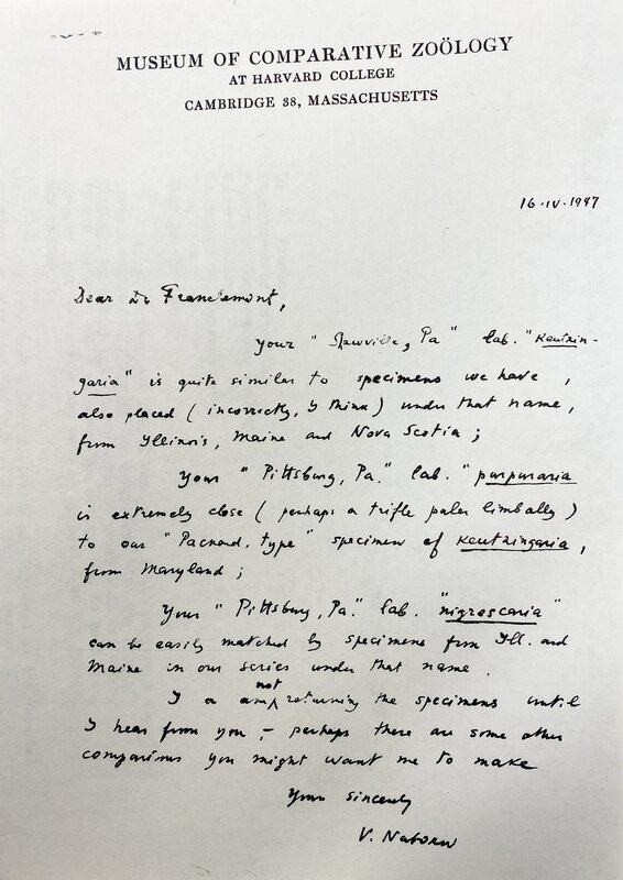 Letter to Franclemont from Nabokov, April 16, 1947