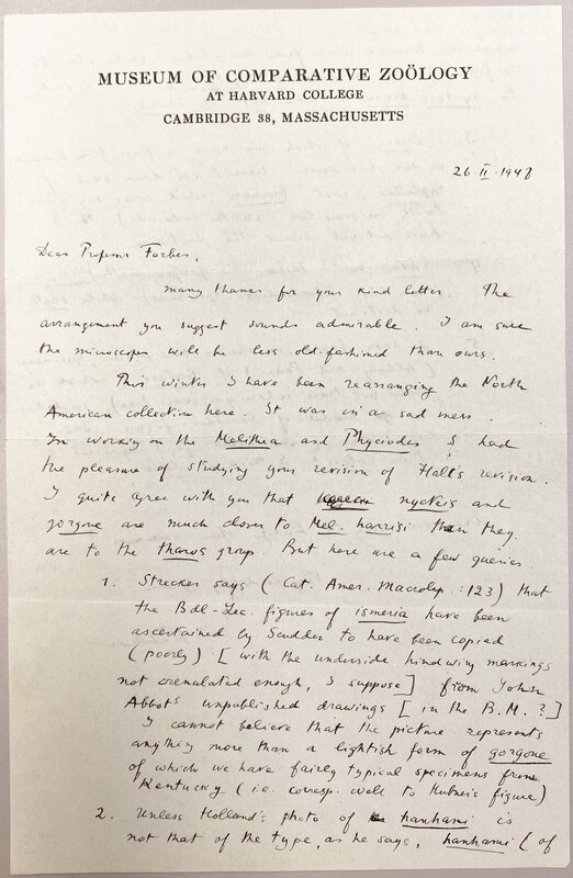 Letter to Forbes from Nabokov, February 26, 1948 (page 1/2)