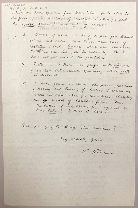 Letter to Forbes from Nabokov, February 26, 1948 (page 2/2)