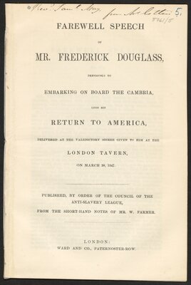 Farewell speech of Mr. Frederick Douglass (1 of 2)