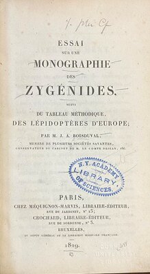 Essai Sur Une Monographie des Zygenides (1829)