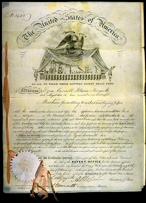 Patent to Ezra Cornell certificate