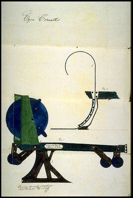 Patent to Ezra Cornell machine drawing