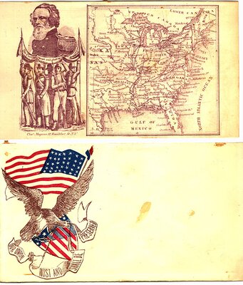  Civil War Covers, including map and eagle with American flag