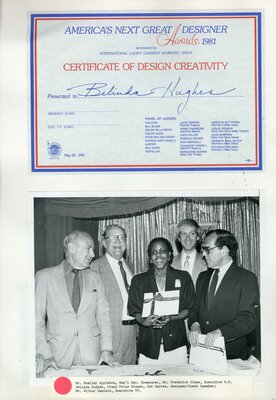 Certificate of Design Creatitvity presented to Belinda Hughes