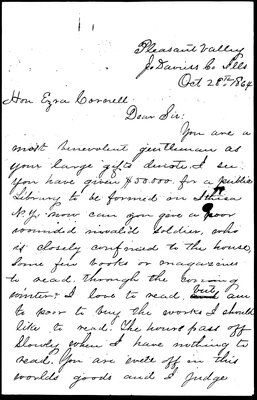 Wilbur F. Crummer to Ezra Cornell, page 1