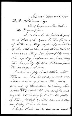 Ezra Cornell to R.R. Williams, page 1