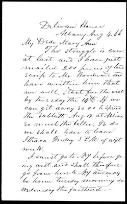  Ezra Cornell to Mary Ann Cornell, page 1