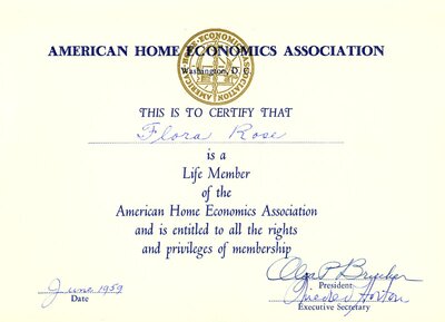 American Home Economics Association certificate