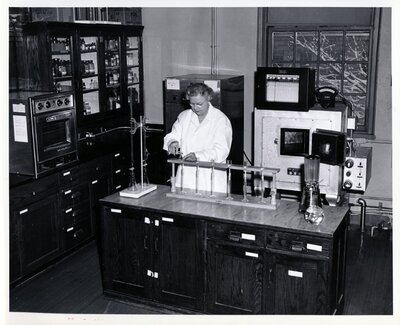 Faith Fenton (1891-1972) in her food science lab