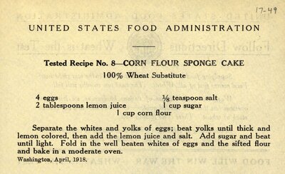 United States Food Adminstration card recipe