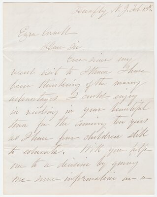 Elizabeth Cady Stanton Letter to Ezra Cornell