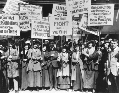 Striking clothing workers demand union rights